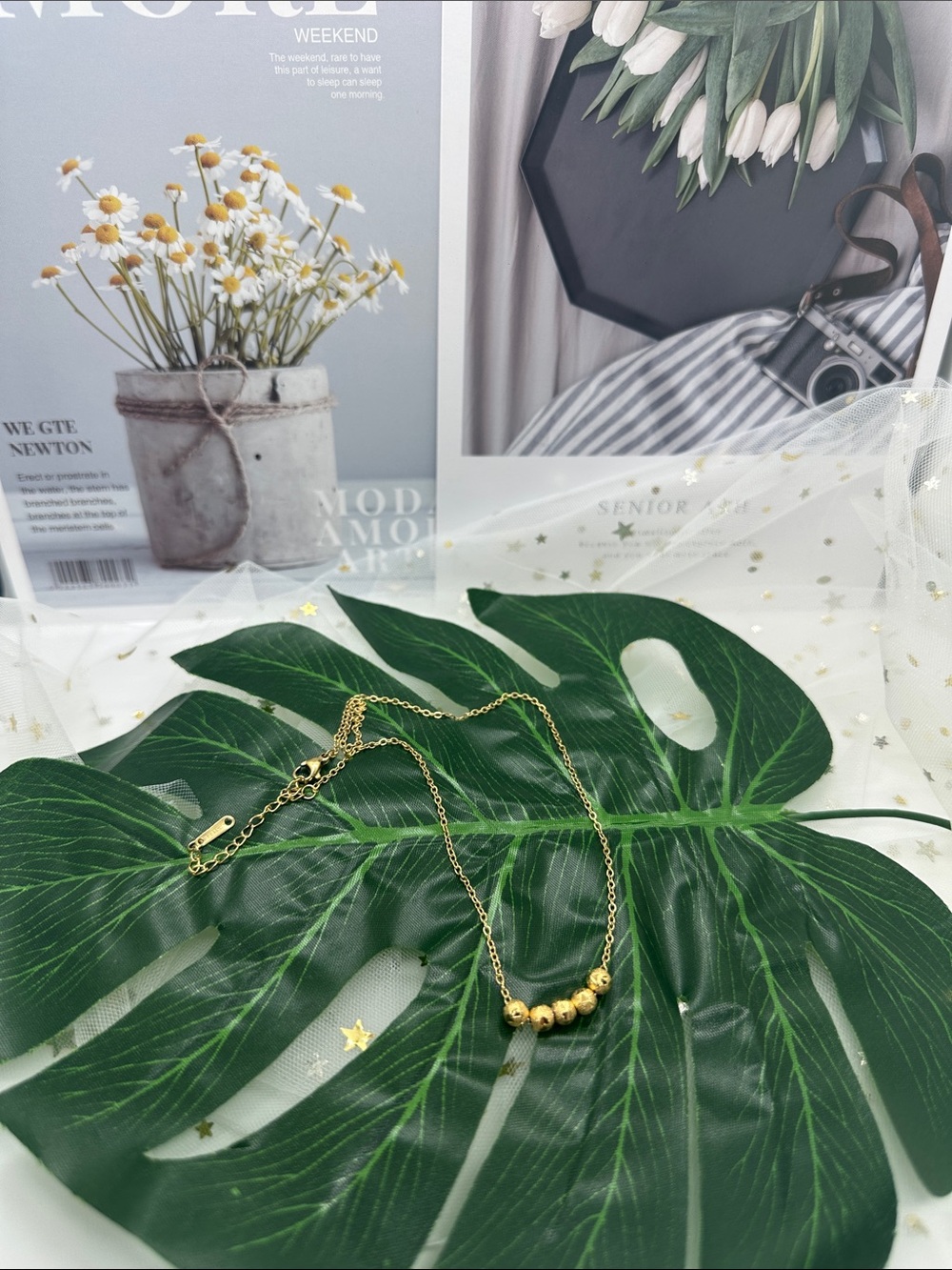 Delicate Gold Bead Necklace - Women Jewelry